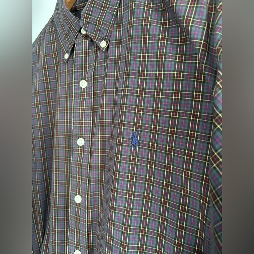 Men’s Polo Ralph Lauren MEDIUM plaid cotton button down dress shirt